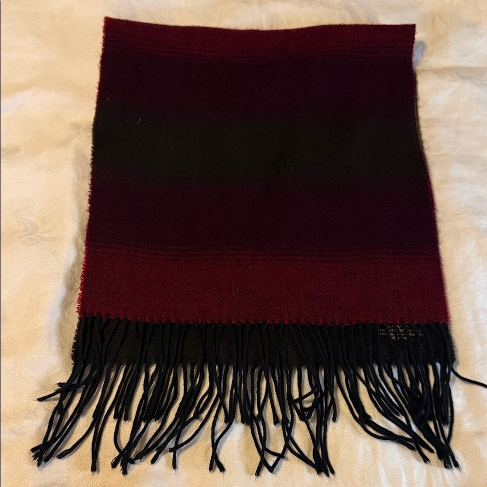 Women's Burgundy and Black Fringed Wrap Scarf Made in Italy